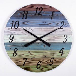 Handmade Wood Wall Clock, 12&quot; to 30&quot;, Earth tones Rustic Clock, Wooden Clock, Large Wooden Clock, Farmhouse Clock, Custom Gift Clock