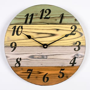 Handmade Wood Wall Clock, 12&quot; to 30&quot;, Various Colors,  Rustic Clock, Wooden Clock, Large Wooden Clock, Farmhouse Clock, Custom Gift Clock