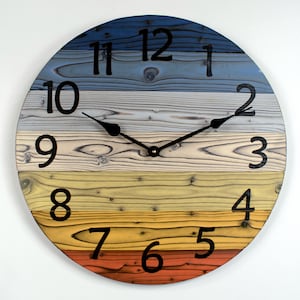 Handmade Wood Wall Clock, 12" to 30", Various Colors,  Rustic Clock, Wooden Clock, Large Wooden Clock, Farmhouse Clock, Custom Gift Clock