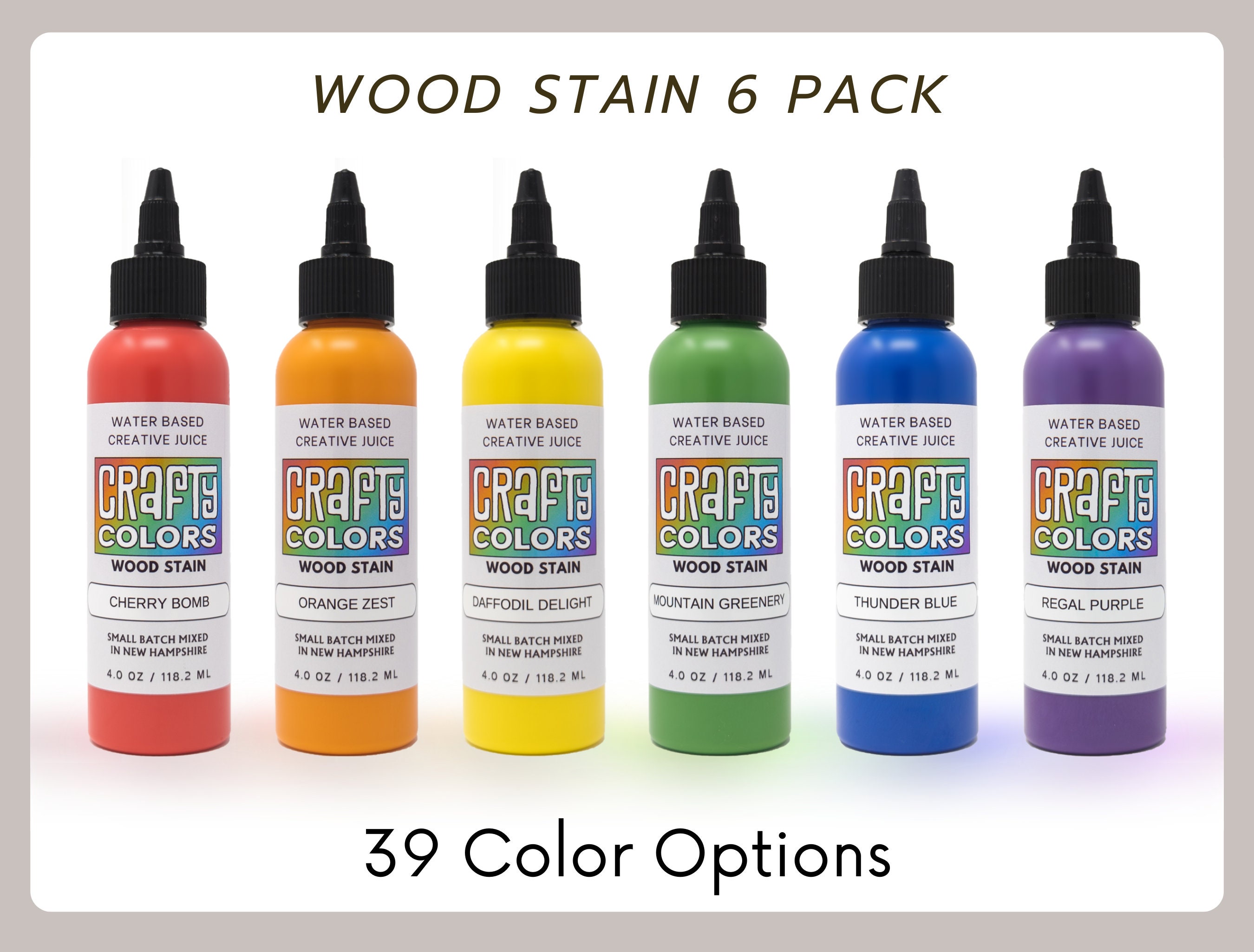 6 Pack of Colorful Wood Stains for Craft Projects, 39 Water-based Wood  Stains for Furniture Refinish, Paint Supplies for DIY Art 