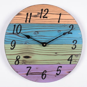 Handmade Wood Wall Clock, 12&quot; to 30&quot;, Various Colors,  Rustic Clock, Wooden Clock, Large Wooden Clock, Farmhouse Clock, Custom Gift Clock