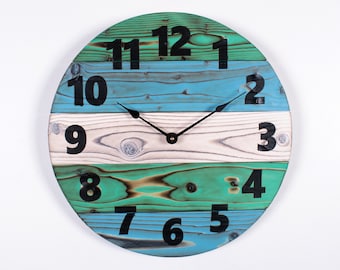 Handmade Wood Wall Clock, 12" to 30", Various Colors,  Rustic Clock, Wooden Clock, Large Wooden Clock, Farmhouse Clock, Custom Gift Clock