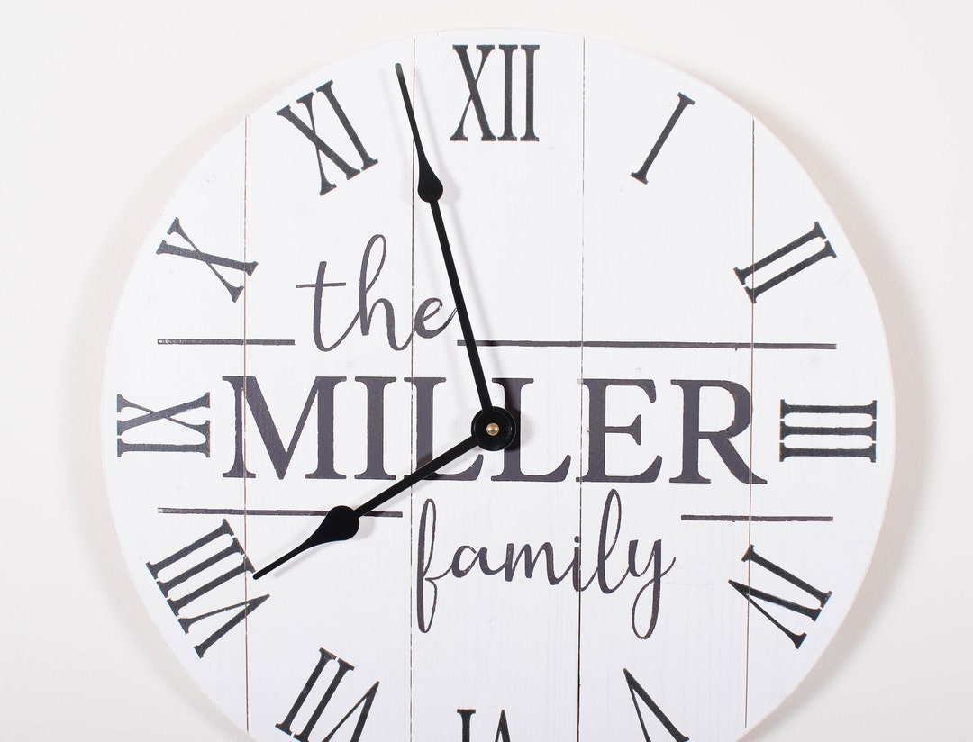 Personalized Hand-painted Wooden Wall Clock - White Background, Custom ...