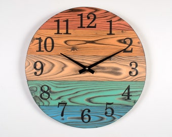 Handmade Wood Wall Clock, 12" to 30", Various Colors,  Rustic Clock, Wooden Clock, Large Wooden Clock, Farmhouse Clock, Custom Gift Clock