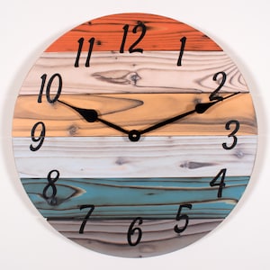 Handmade Wood Wall Clock, 12&quot; to 30&quot;, Various Colors,  Rustic Clock, Wooden Clock, Large Wooden Clock, Farmhouse Clock, Custom Gift Clock