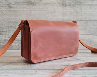 Leather crossbody bag, small purse women, personalized shoulder bag, brown cross body handbags, bags and purses, gift for her