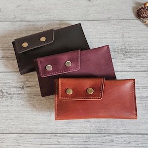 Cartera de cuero para mujer, cartera delgada para mujer, cartera personalizada, cartera minimalista linda para hombre, cartera para teléfono con pasaporte para hombre, regalo para ella, para él