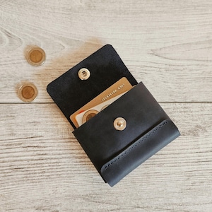 Kartenetui aus Leder, Visitenkartenetui, kleines Kartenportemonnaie, personalisiertes Münztäschchen, Münzbeutel, handgemachtes Geschenk für Sie oder Ihn