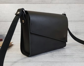 Leren tas dames, kleine leren crossbody tas, zwarte crossbody tas, leren handtassen, handgemaakte schoudertas, gepersonaliseerde cadeaus voor haar