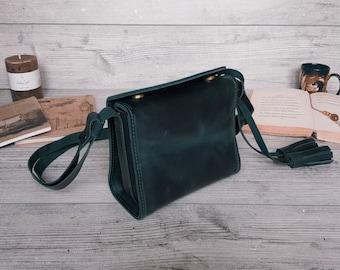 Sac à bandoulière en cuir, Petit sac crossbody, Sac en cuir vert femmes, Pochette, Petit sac à main en cuir, Sac à main cross body, Sac à main, Cadeau pour femmes