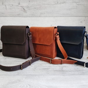 Sac bandoulière en cuir pour homme, petit sac à bandoulière pour homme, sac en cuir marron, sac messager, sac à bandoulière, sac bandoulière de tous les jours, cadeau pour lui