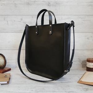 Laptop bag, leather tote bag for women with zipper, personalized large tote bags, black crossbody bag, shoulder shopping bag, gift for her