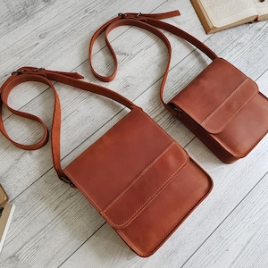 Leder Umhängetasche für Herren, Umhängetasche für Männer, kleine braune Handtasche, Messenger Bag, Sling Bag, Alltags-Umhängetasche, Geschenk für ihn