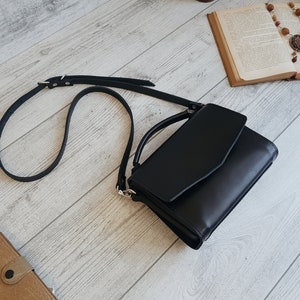 Leather crossbody bag women, handmade black leather shoulder purse, small cross body bag, womens leather handbags, personalized gift for her