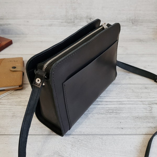 Leather crossbody bag women, black leather shoulder bag, small leather purse, crossbody bags, personalized gifts for women, for mom, for her