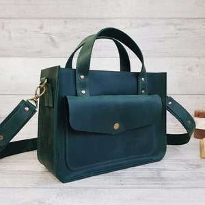 Leather purse women, crossbody bag, laptop tote bag, green shoulder bag, personalized handbags womens, handmade cross body bags and purses