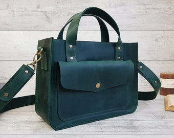 Leather purse women, crossbody bag, laptop tote bag, green shoulder bag, personalized handbags womens, handmade cross body bags and purses