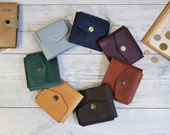 Cute small minimalist womans wallet, personalized leather wallet bifold womens, full grain leather wallet mens, engraved wallet for men