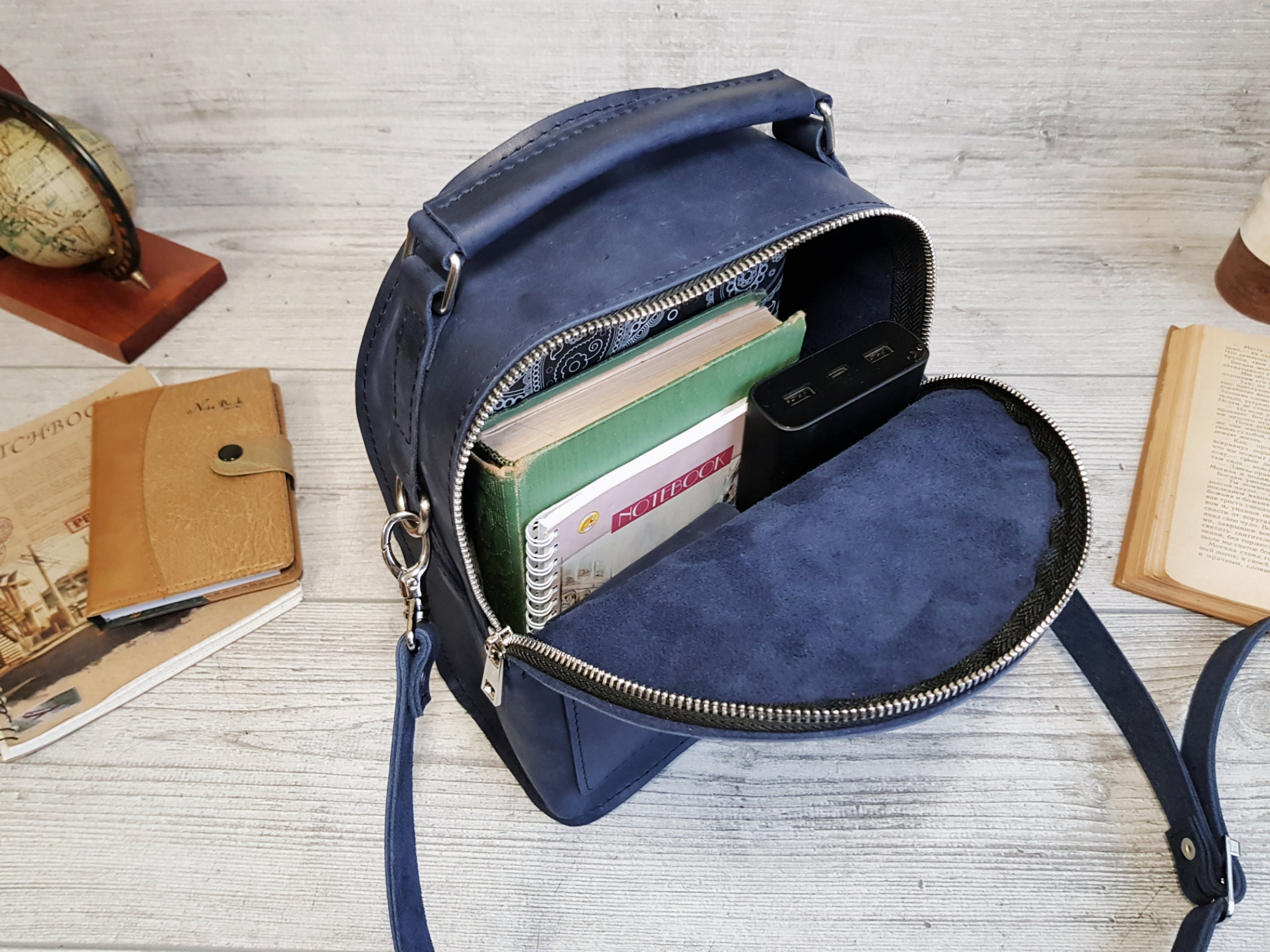 Leather Mini Backpack, Convertible Backpack Purse Women  display picture 2