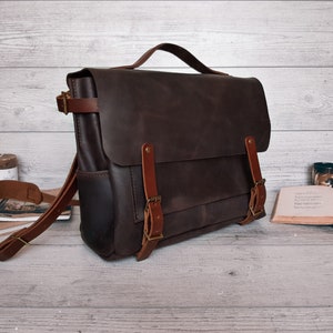 Leather messenger bag men, Leather duffle bag men, Weekender bag men, Leather satchel bag, Duffel bag, Work bag, Travel bag, Gift for men image 5