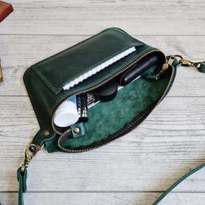Riñonera de cuero para mujer, riñonera de cuero hecha a mano, riñonera verde para hombre, riñonera bonita para mujer, riñonera, regalos personalizados para ella, para él imagen 7