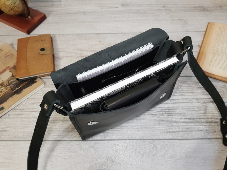 Leather purse women, small leather crossbody bag, black cross body bag, leather handbags, handmade shoulder bag, personalized gifts for her image 7