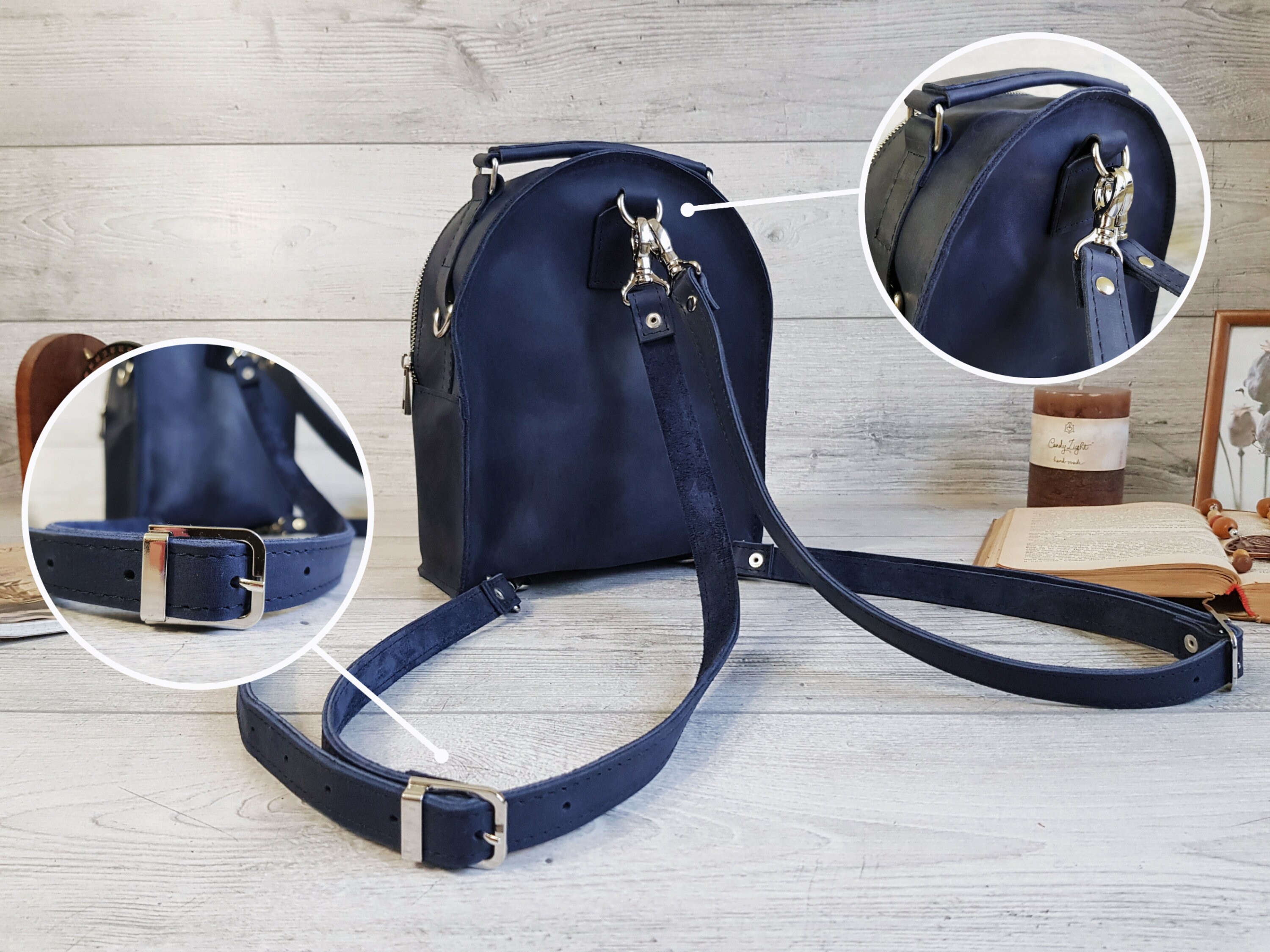 Leather Mini Backpack, Convertible Backpack Purse Women 