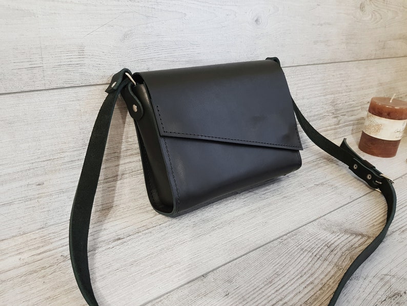Leather purse women, small leather crossbody bag, black cross body bag, leather handbags, handmade shoulder bag, personalized gifts for her image 2