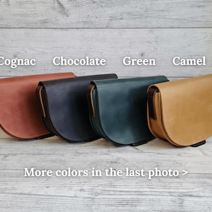Leather crossbody bag women, saddle leather purse, small green leather shoulder bag, handmade leather handbags, personalized gifts for her image 9