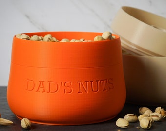 Pistachio Bowl - Dad's Nuts Engraved - Double Dish Nut Bowl w/ Shell Storage