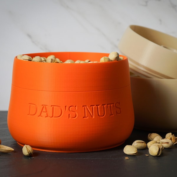 Pistachio Bowl - Dad's Nuts Engraved - Double Dish Nut Bowl w/ Shell Storage