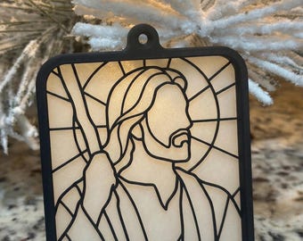 3D Printed Jesus Ornament | Christian Christmas Ornament | Sun Catcher Ornament | Religious Holiday Décor | LDS Christian Gift