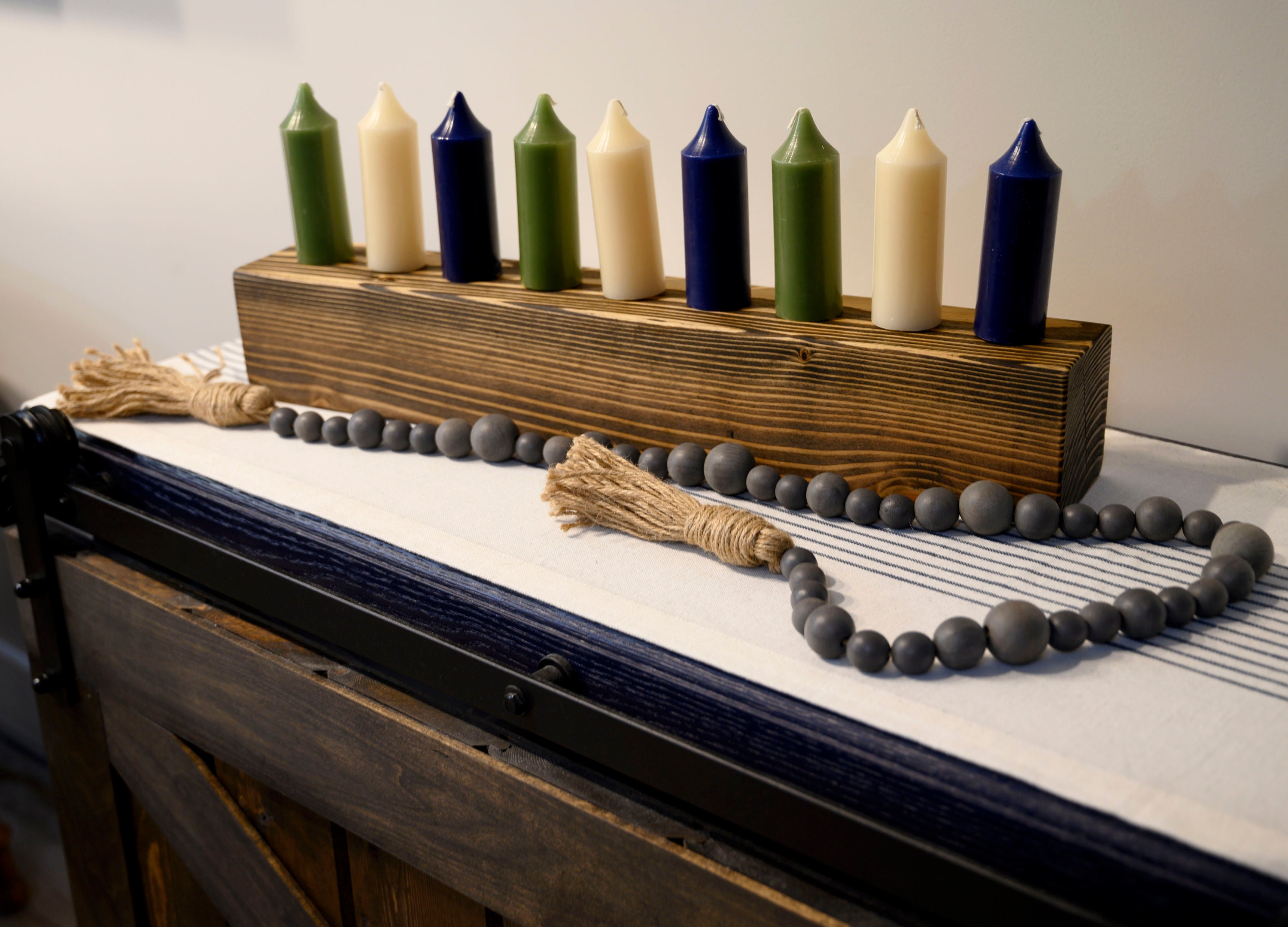 Giant Wood Candle Holder Single Row Etsy.de