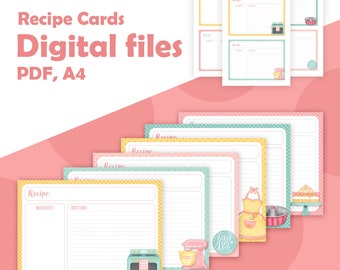 Printable Recipe Cards: Baking Illustration Templates (PDF)