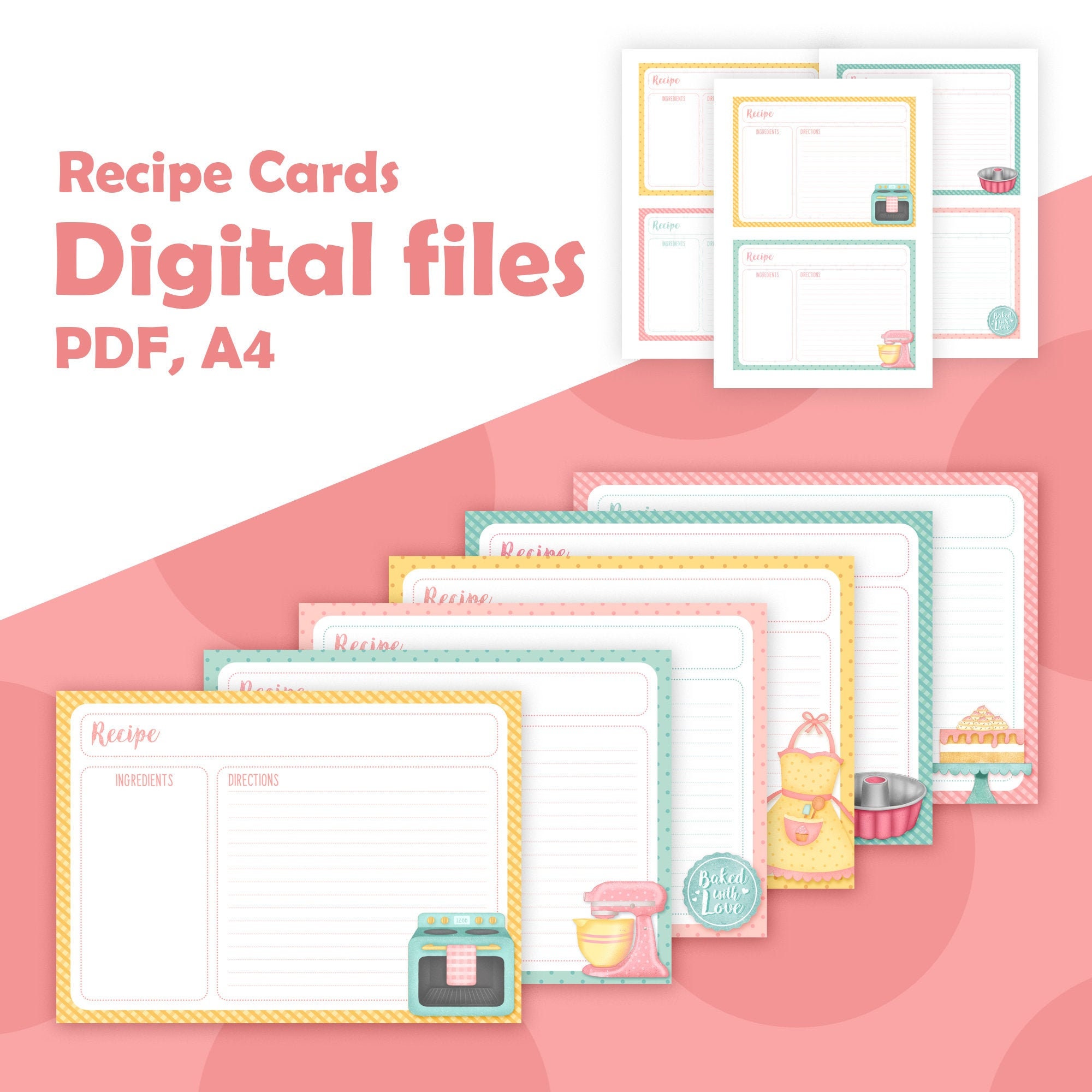 Printable Recipe Cards Recipe Templates Printable 5x7 - Etsy Printable Recipe Cards Recipe Templates Printable 5x7 - Etsy