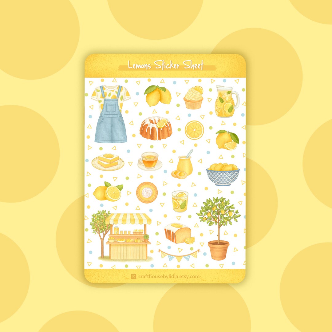 Lemons Sticker Sheet | Lemon Sweets Stickers - Etsy