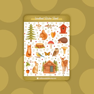 Feuille d'autocollants Woodland | Stickers animaux de la forêt