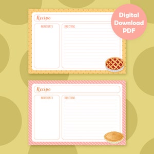 Printable Recipe Cards | Recipe Templates Printable | 5x7 Recipe Cards ...