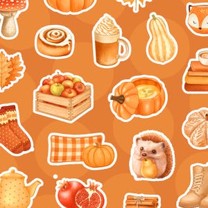 Fall-Themed Sticker Pack | Autumn Leaves, Pumpkins and Cozy Designs | Perfect for Planners and Scrapbooks | Bullet Journal Stickers