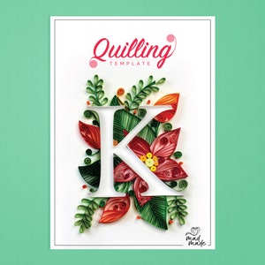 Paper Quilling Template - Monogram - Alphabet K - On edge quilling