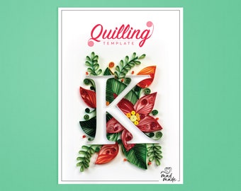 Paper Quilling Template - Monogram - Alphabet K - On edge quilling