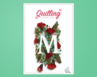 Paper Quilling Template - Monogram - Alphabet M - On edge quilling