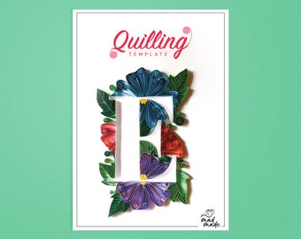 Paper Quilling Template - Monogram - Alphabet E - On edge quilling