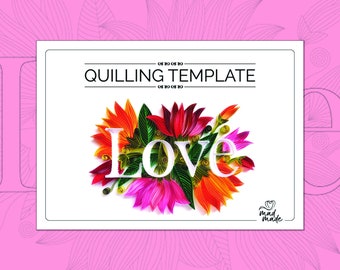 Paper quilling template - Love typography - on edge quilling