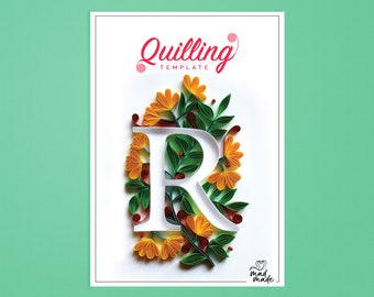 Paper Quilling Template - Monogram - Alphabet R - On edge quilling