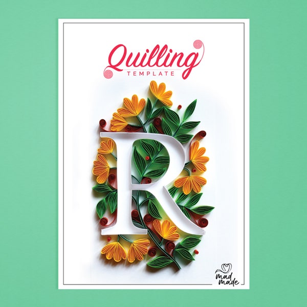 Paper Quilling Template - Monogram - Alphabet R - On edge quilling