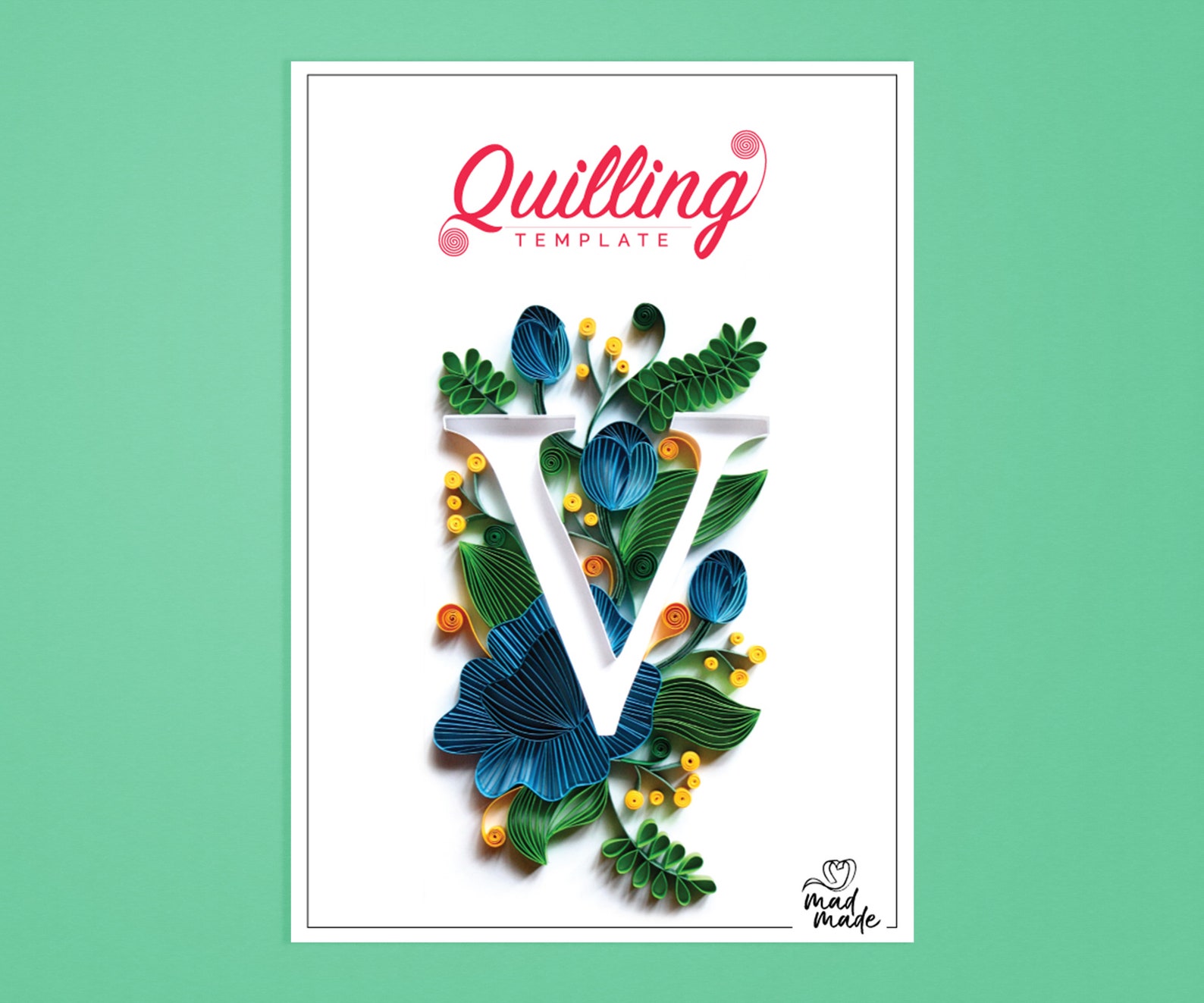 Paper Quilling Template Monogram Alphabet V on Edge Quilling Etsy