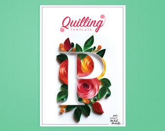 Paper Quilling Template - Monogram - Alphabet P - On edge quilling