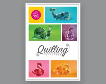 Paper quilling templates - Five animals pack - Swan - Cat - snail - Hedgehog - whale