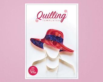 Lady in Pink Hat - Paper quilling template - On edge quilling